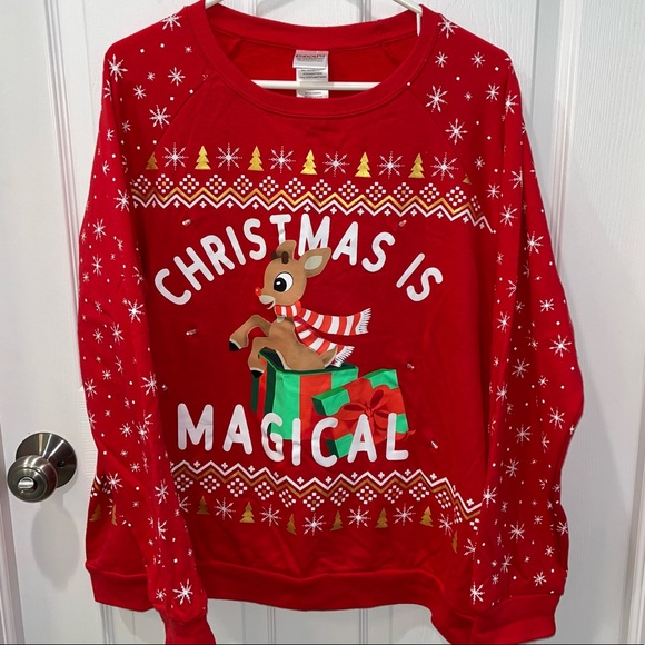 Rudolph the Red Nosed Reindeer Tops - Christmas Lighted Sweatshirt | XXL
